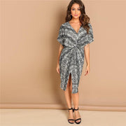Twist Split Front Leopard Print Dress