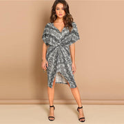 Twist Split Front Leopard Print Dress