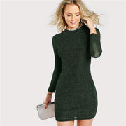 Glitter Long Sleeve Party Mini Dress