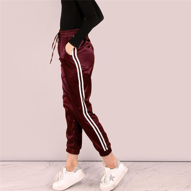 Side Striped Satin Pants