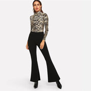 High Neck Snakeskin Print Top