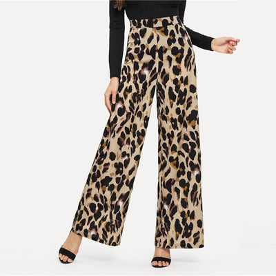 Leopard Print Wide Pants
