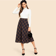 Vintage Plaid Print Skirt