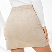 Dual Flap Grommet Crisscross Suede Skirt