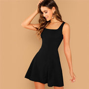 Straps Sleeveless Plain A Line Mini Dress