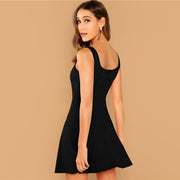Straps Sleeveless Plain A Line Mini Dress