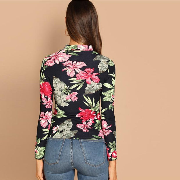 Elegant Floral Print Top