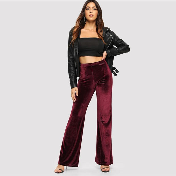 High Waist Straight Long Pants