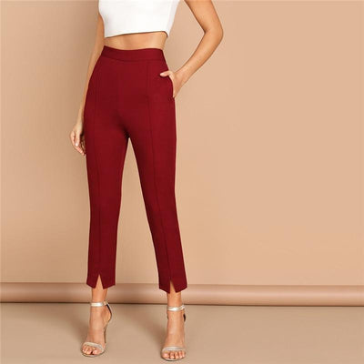 Split Hem Zipper Crop Pants