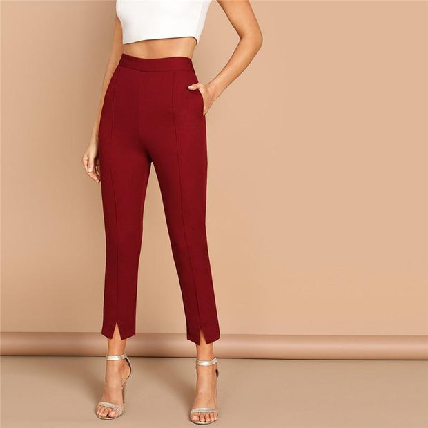Split Hem Zipper Crop Pants