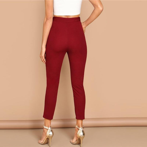 Split Hem Zipper Crop Pants