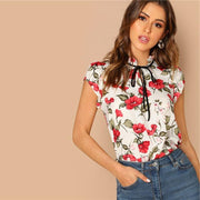 Ruffle Armhole Floral Top
