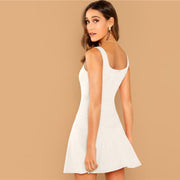 Sleeveless Straps Zipper Mini Dress