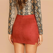 Burnt Orange Pleated Mini Skirt