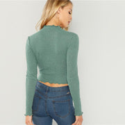 Lettuce Trim  Round Neck Crop Top