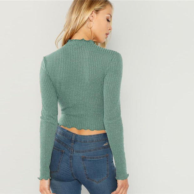 Lettuce Trim  Round Neck Crop Top