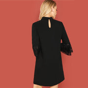 Cut Out Front Eyelash Lace Trim Dress