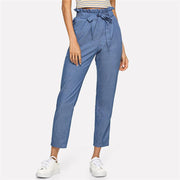 Belted Ruffle Mid Waist Pants