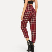 Plaid Pocket Exposed Zip Fly Pants