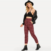 Plaid Pocket Exposed Zip Fly Pants