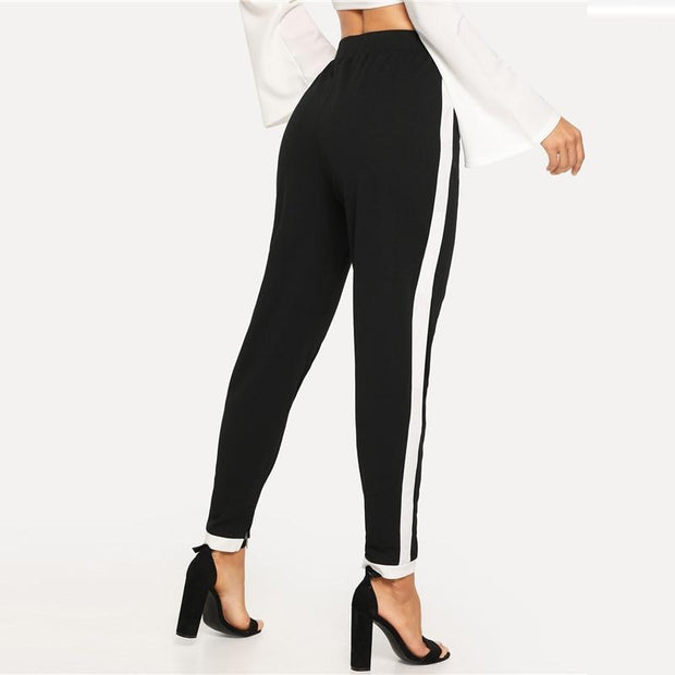Trim Split Hem Carrot Pants