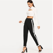 Trim Split Hem Carrot Pants