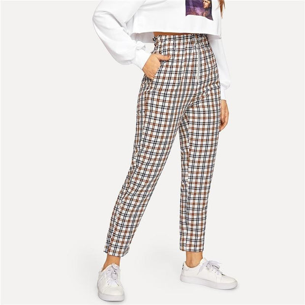 Exposed Zip Fly Plaid Pants