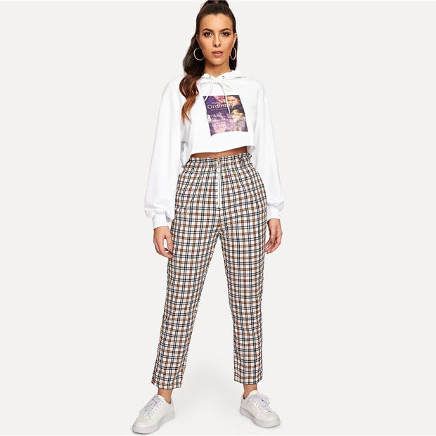 Exposed Zip Fly Plaid Pants