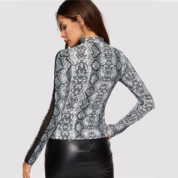 Mesh Snake Pattern Top