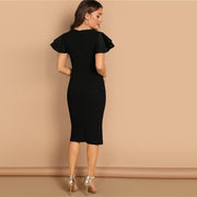 Fitted Ruffle Scoop Neck Dress