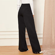 Snap Button Front Wide Leg Pants