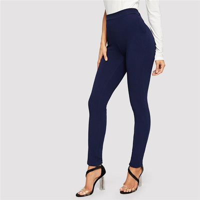 Textured Elastic Waist Skinny Pants