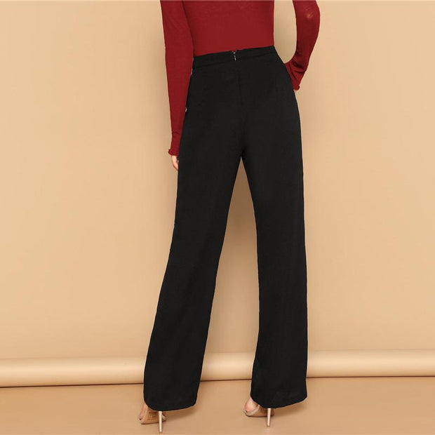 Wide Leg Zipper Fly Pants