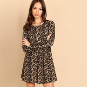 Leopard Print A Line Mini Dress
