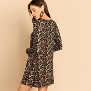 Leopard Print A Line Mini Dress