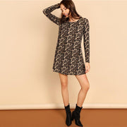 Leopard Print A Line Mini Dress