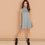 High Neck Sleeveless Mini Dress