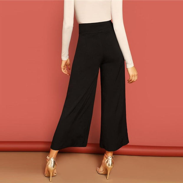 Button Fly Wide Leg Pants