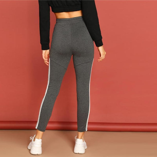 Striped High Waist Skinny Pants