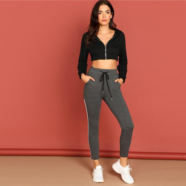 Striped High Waist Skinny Pants