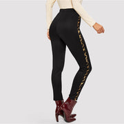 Leopard Panel Tapered Pencil Pants