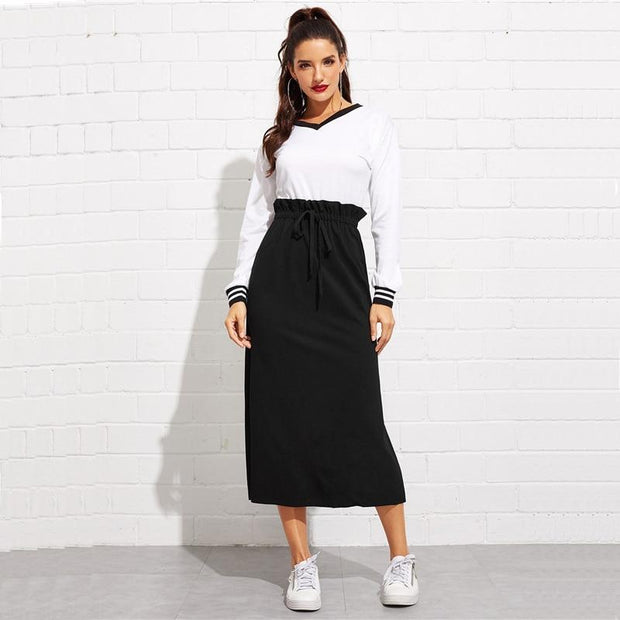 Paperbag Waist Midi Skirt