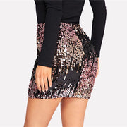 Color Block Sequin Skirt