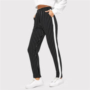 Striped Slant Pocket Pencil Pants