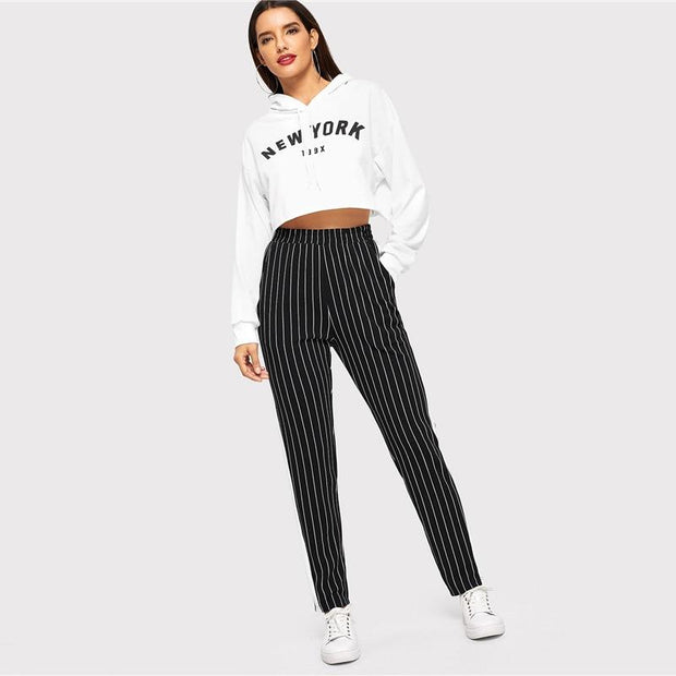 Striped Slant Pocket Pencil Pants