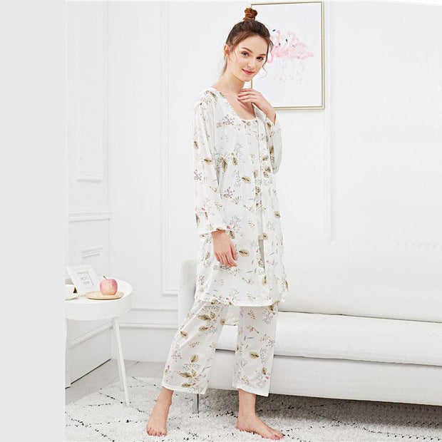 Leaf Print Cami Pajama Set