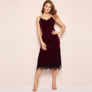 Lace Velvet Spaghetti Strap Sleepwear