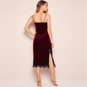 Lace Velvet Spaghetti Strap Sleepwear
