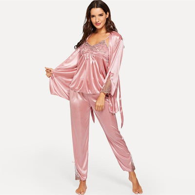 Belted Knot Set With Robe Sleepwear Set