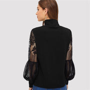 Elegant High Neck Mesh Top